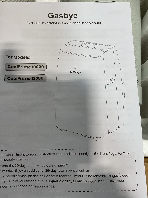 Photo 1 of *** USED/MINOR DAMAGE***Gasbye Dual Hose Portable Air Conditioner, [2026 Upgraded] Full DC Inverter Compressor, Energy-Saving 13.6 CEER, Low Noise (45dB), Cools Room up to 500 Sq.Ft., Backlit Remote Control, 14,000BTU, White
