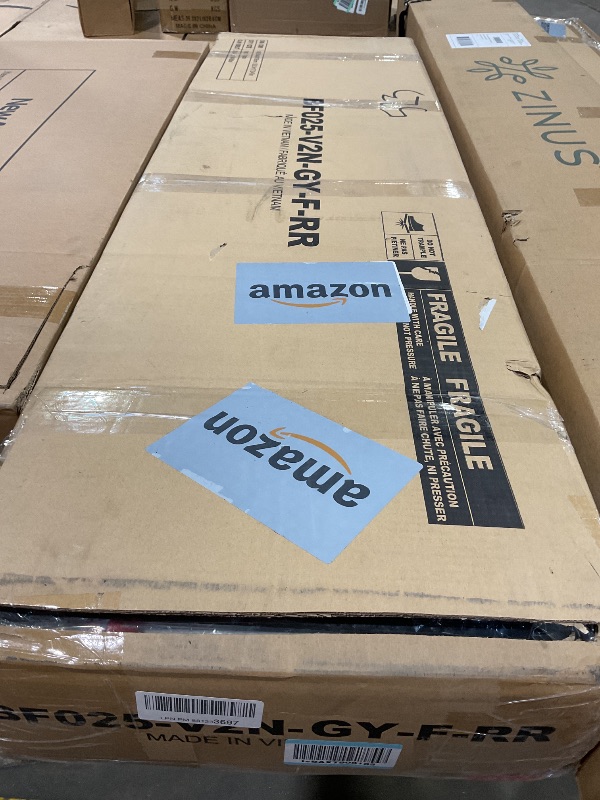 Photo 1 of *** PARTIAL SET***Rolanstar Bed Frame Full Size with Drawers and Charging Station, Upholstered Platform Bed with Storage Headboard and LED Light, Heavy Duty Metal Frame Support, No Box Spring Needed, Noise Free, Grey