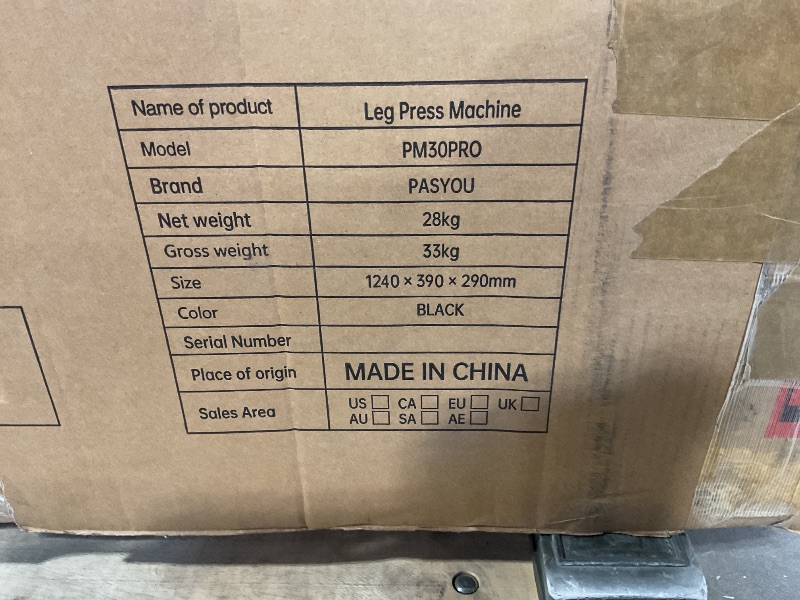 Photo 1 of *** USED/UNKNOWN MISSING PARTS***PASYOU Leg Press Machine for Home Gym – Adjustable Foot Plate Weight Bench with Leg Extension, Compact Footprint Workout Bench for Glutes, Quads & Hamstrings, Compatible with 1'' and 2'' Weight Plates