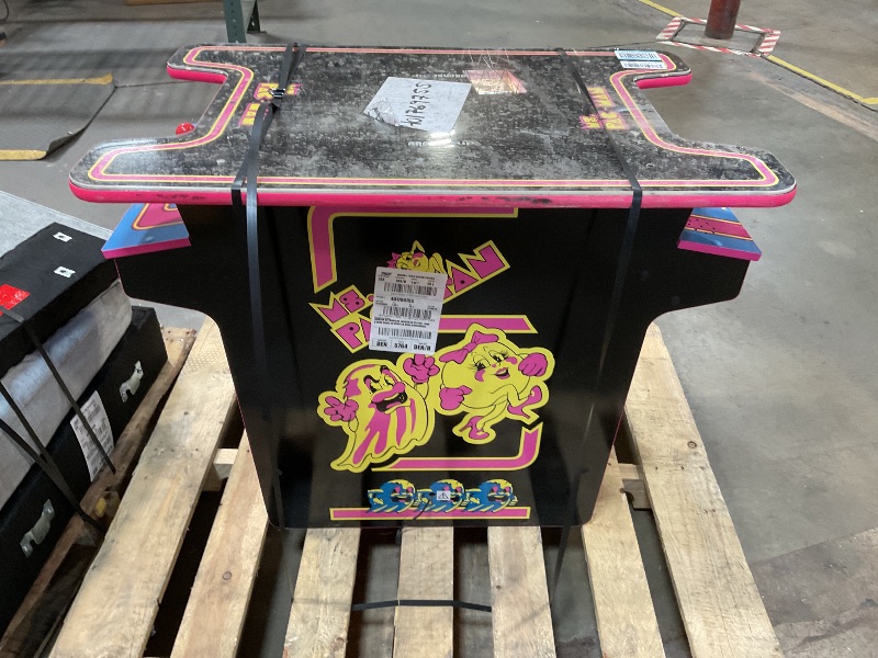 Photo 1 of *** USED/MAJOR DAMAGE/MISSING PARTS***Arcade1Up Ms.PAC-Man Head-to-Head Arcade Machine – Retro Home Arcade Table with 12 Classic Games, Light-Up Control Deck & Real-Feel Joysticks