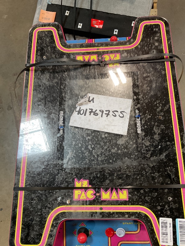 Photo 1 of *** USED/MAJOR DAMAGE/MISSING PARTS***Arcade1Up Ms.PAC-Man Head-to-Head Arcade Machine – Retro Home Arcade Table with 12 Classic Games, Light-Up Control Deck & Real-Feel Joysticks