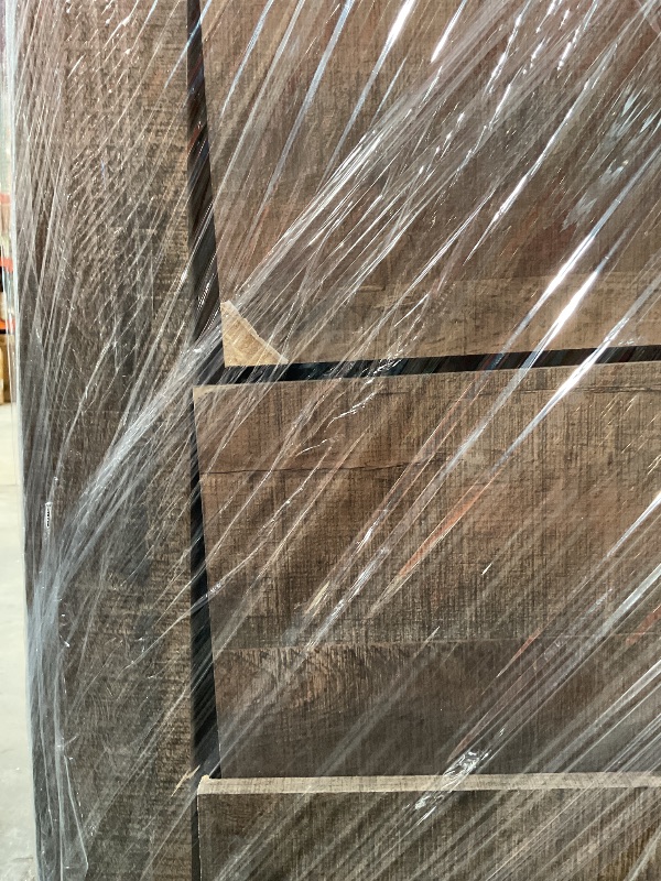 Photo 1 of *** MAJOR DAMAGE***Signature Design by Ashley Trinell Rustic 5 Drawer Chest of Drawers with Nailhead Trim, Warm Brown