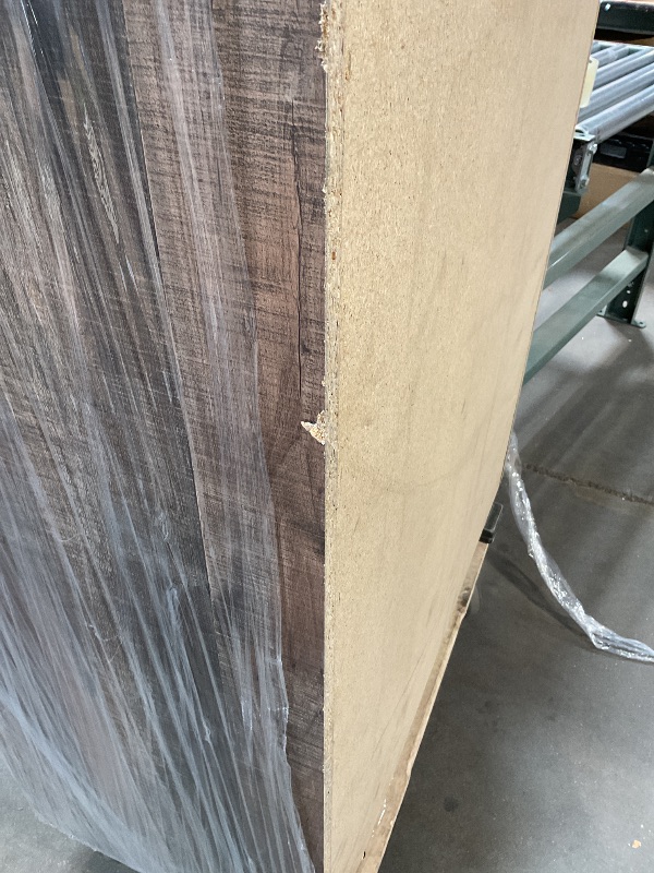 Photo 1 of *** MAJOR DAMAGE***Signature Design by Ashley Trinell Rustic 5 Drawer Chest of Drawers with Nailhead Trim, Warm Brown