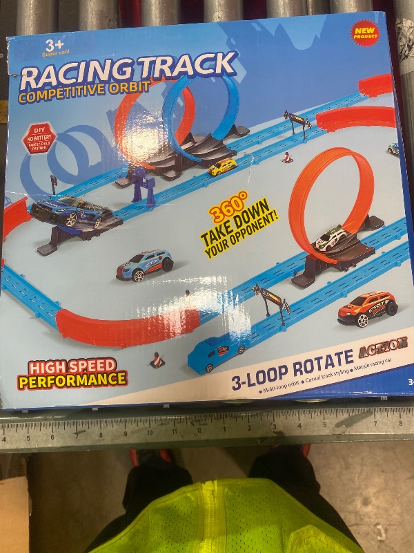 Photo 1 of ?Slot Car Race Track Sets with 360° Thrill Loops & 4 High-Speed Cars, 64 Pcs Large Flexible Racing Track for Kids Ages 3-5 4-8 8-12, Race Car Toys Gift for Boys Girls Birthday Christmas