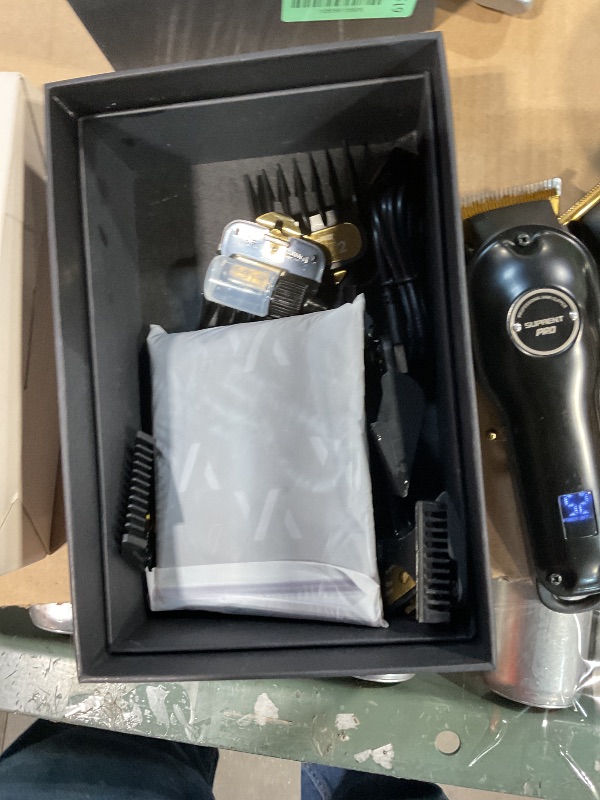 Photo 1 of **MINOR DAMAGE BATTERY FLUID LEAKED ON SCREWS AT CLIPPER BOTTOM (BOTH) STILL FUNCTIONAL **** SUPRENT PRO Professional Hair Clippers for Men- Hair Cutting Kit & Zero Gap T-Blade Trimmer Combo- Cordless Barber Clipper Set with LED Display for Mens Gifts(Bla