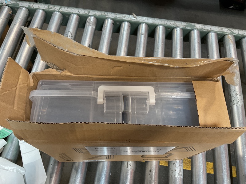 Photo 1 of **NON FUNCTIONAL** novelinks Transparent 4" x 6" Photo Cases and Clear Craft Keeper with Handle, 16 Inner Photo Organizers & Photo Storage Box, Plastic Photo Storage Containers (Clear)