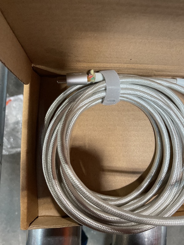 Photo 1 of *damaged*Amazon Basics Nylon Braided USB-C to USB-C 2.0 Fast Charger Cable, 60W, 480Mbps Speed, USB-IF Certified, for Apple iPhone 16/15, iPad, Samsung Galaxy, Tablets, Laptops, 10 Foot, Silver