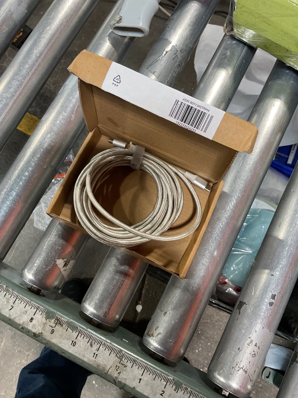 Photo 1 of *damaged*Amazon Basics Nylon Braided USB-C to USB-C 2.0 Fast Charger Cable, 60W, 480Mbps Speed, USB-IF Certified, for Apple iPhone 16/15, iPad, Samsung Galaxy, Tablets, Laptops, 10 Foot, Silver