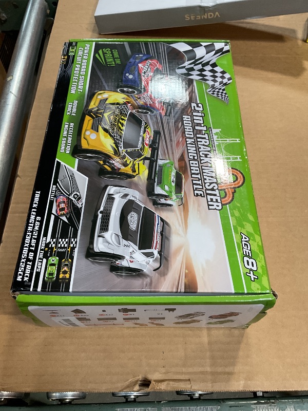 Photo 1 of 2 in 1 Slot Car Race Track Sets with 4 Slot Cars, 1:43 Electric Car Track for Boys, Dual Racing Game Lap Counter Circular Slope Track Sets, Birthday Gifts Toys for Boys Kids Ages 6 7 8 9 10 11 12