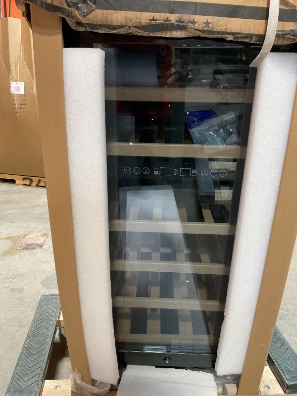 Photo 1 of 15 Inch Dual Zone Wine Fridge, 28 Bottles Wine Fridge Under Counter with Removable Shelves & Double-Layer Glass Door, Wine Refrigerators Freestanding or Built-In, Wine Cooler for Home, Office (Black)