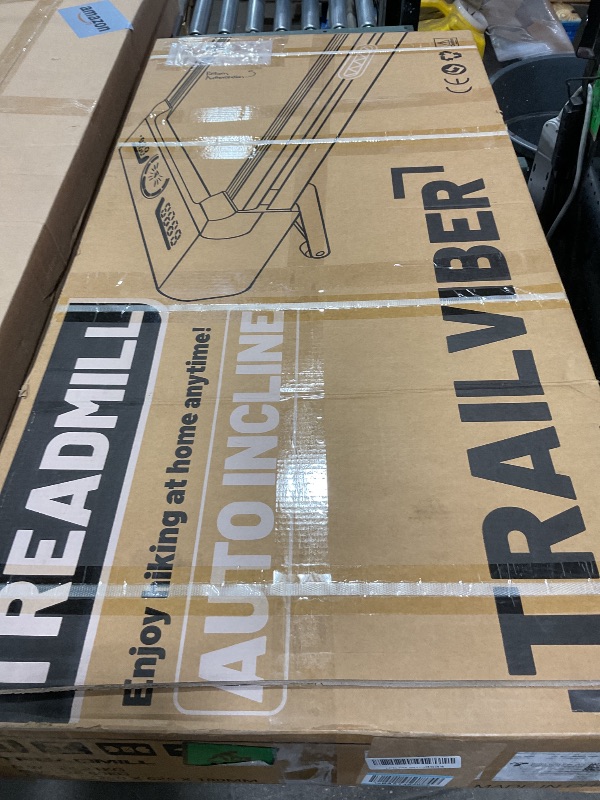 Photo 1 of ***WALKING PAD DAMAGED*** TRAILVIBER Walking Pad Treadmill with 12% 9-Level Auto Incline, 450 lbs Capacity RGB LED Screen, Bluetooth Speaker Under Desk Treadmill, Compact Treadmills for Home Hiking, Carbon Black