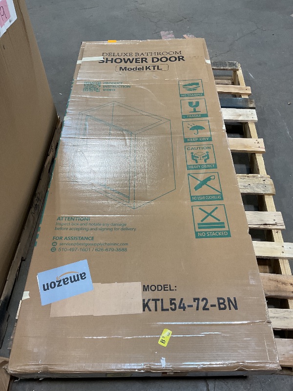 Photo 1 of ***MISSING 1 DOOR *** GETPRO Sliding Shower Door Semi-Frameless 50-54 in. W x 72 in. H Bypasss Double Sliding Glass Shower Enclosure,1/4 inch Clear Tempered Glass Door for Walk-in Shower Brushed Nickel