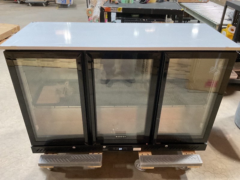 Photo 1 of *** MINOR DAMAGE/LIGHT SWITCH DAMAGE/MINOR SCUFFS, AND SCRATCHES***BODEGACOOLER Commercial Bar Cooler With 3 Glass Doors,12 Cu.Ft Counter Height Back Beverage Refrigerator,Display Bar Fridge with LED Lighting,Beverage Cooler for Beer Stainless Steel Top,W