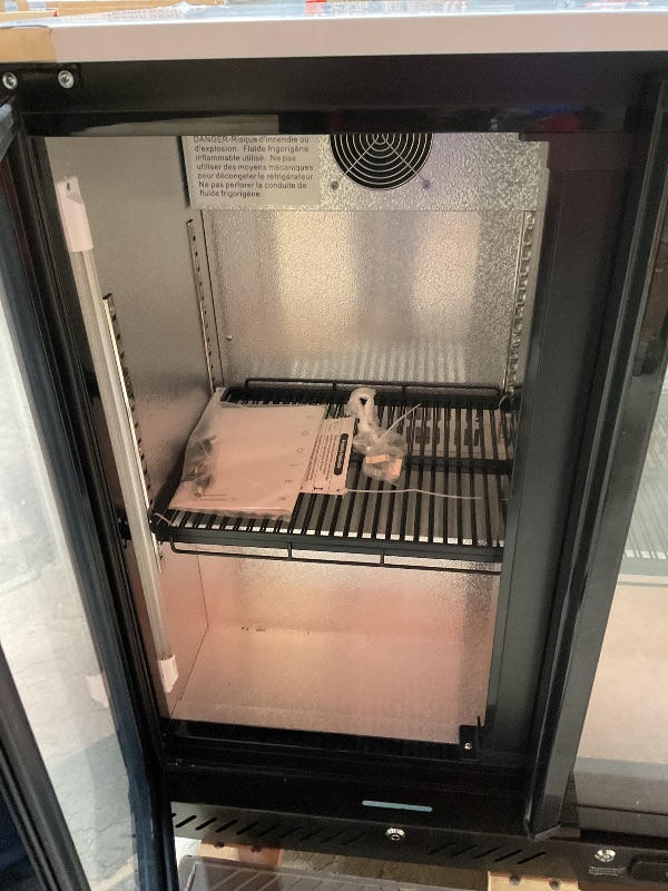 Photo 1 of *** MINOR DAMAGE/LIGHT SWITCH DAMAGE/MINOR SCUFFS, AND SCRATCHES***BODEGACOOLER Commercial Bar Cooler With 3 Glass Doors,12 Cu.Ft Counter Height Back Beverage Refrigerator,Display Bar Fridge with LED Lighting,Beverage Cooler for Beer Stainless Steel Top,W