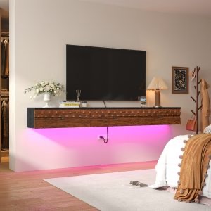 Photo 1 of *** UNKNOWN MISSING HARDWARE/MINOR DAMAGE ****Fully Assembled Solid Wood Floating TV Stand 70 inch