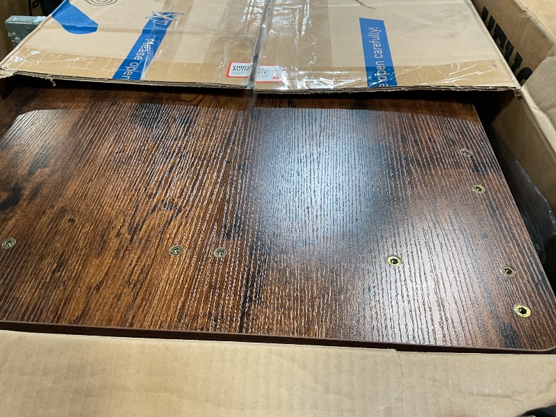 Photo 1 of **FOR PARTS ONLY ** Furmax 63 x 55 Inch L Shaped Standing Desk with 2 Preset Heights, Electric Height Adjustable Computer Table, 2 Hooks & Feet Balance, Corner Sit Stand Desk for Home Office (Rustic Brown)