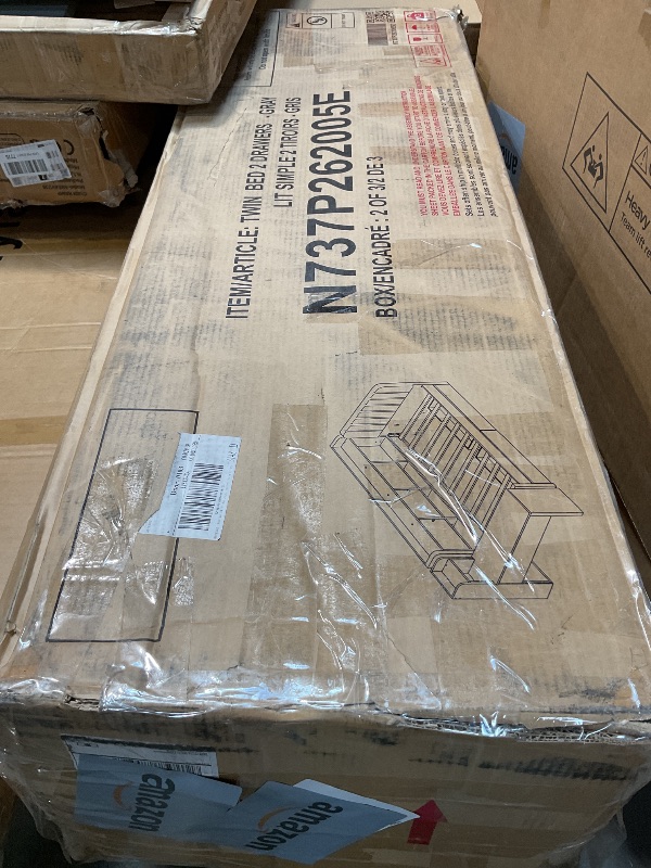 Photo 1 of *** BOX ONE AND TWO OF THREE ONLY***Ball & Cast Twin Size Daybed with 2 Drawers,Velvet Upholstered Day Bed W/Storage Shelves and Flip Cabinets,L Shaped Corner Sofa Bed W/Side Table,No Box Spring Needed,for Apartment,Bedroom,Gray