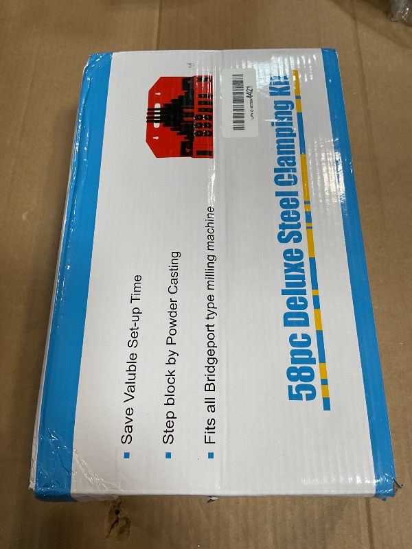 Photo 1 of ***POSSIBLY FOR PARTS/ MISSING ASSEMBLY PIECES *** mitoharet 58 Pc 1/2 Inch T-Slot Hold Down Clamp Clamping Kit Mill Machinist Set Replacement for Bridgeport Milling Machine with Plastic Storage Box (3/8-16)