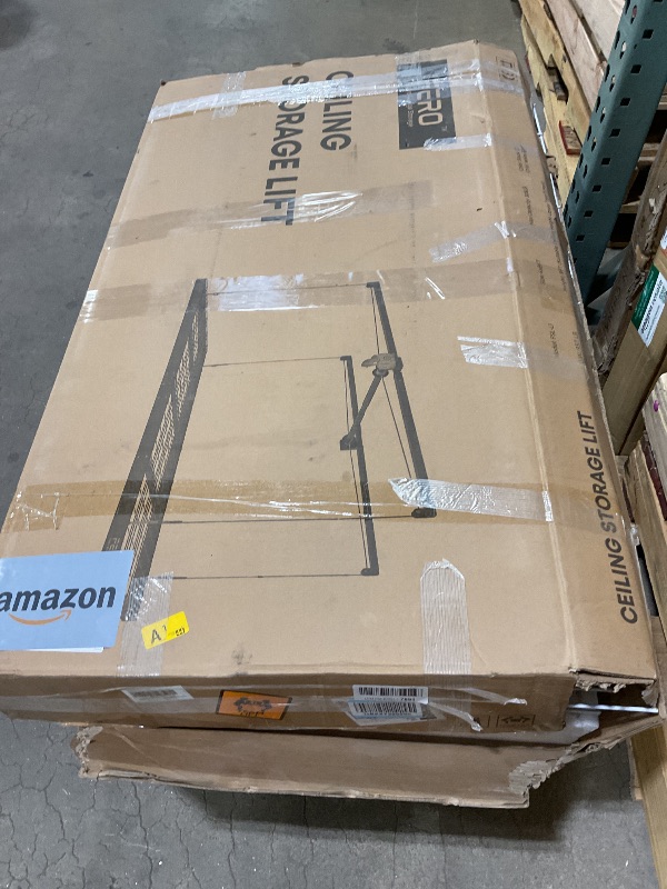 Photo 1 of ** FOR PARTS/ MISSING ASSEMBLY PIECES** Garage Ceiling Storage Racks – 4x8 FT Overhead Garage Storage Rack with Safety Lock, Heavy-Duty Ceiling Mounted Lift System and Storage Organizer, Ideal for Maximizing Overhead Space, 325 lbs Capacity