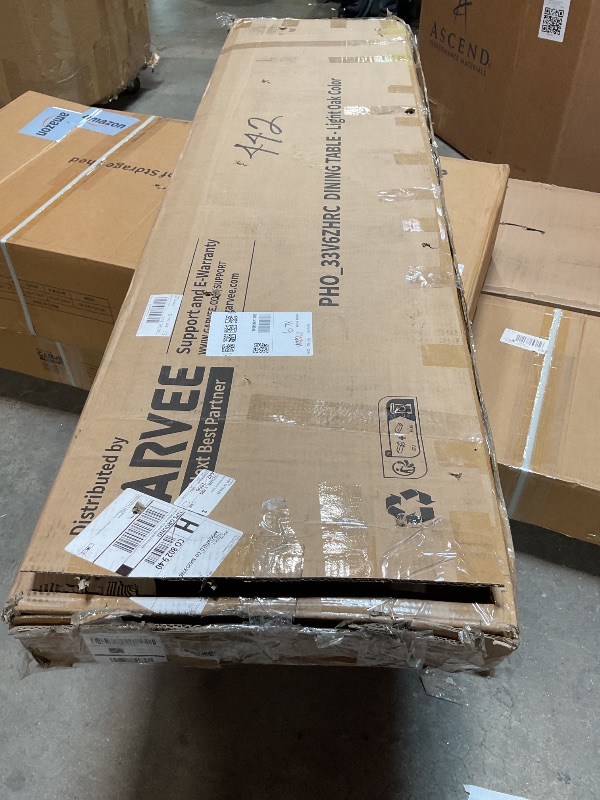 Photo 1 of *** USED/MAJOR DAMAGE/UNKNOWN MISSING HARDWARE ***GarveeHome Farmhouse Dining Table for 6-8 People, 71 in Long Kitchen Tables with Wooden Sturdy Frame, 6 ft Large Rectangular Dinner Table for Dining Room, Kitchen, Natural, 71" Non-extendable