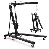 Photo 1 of *** MISSING PARTS***Garvee 2-Ton Folding Engine Hoist - 4400 lbs Capacity Cherry Picker Hydraulic Shop Crane with Telescoping Boom, 6 Caster Wheels, Hitch, and Storage Stand for Automotive Repair and Garage Use, Black