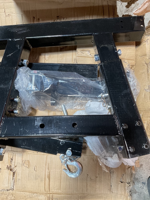 Photo 1 of *** MISSING PARTS***Garvee 2-Ton Folding Engine Hoist - 4400 lbs Capacity Cherry Picker Hydraulic Shop Crane with Telescoping Boom, 6 Caster Wheels, Hitch, and Storage Stand for Automotive Repair and Garage Use, Black