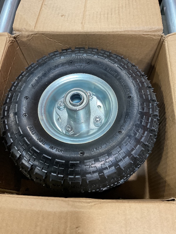 Photo 1 of (2 Pack) RRQ 10 Inch Pneumatic Wheel 4.10/3.50-4 Tire, 10" Pneumatic Wheels with 5/8" Bearings,2.2" Offset Hub for Garden Cart, Hand Truck, Lawn Cart, Mower