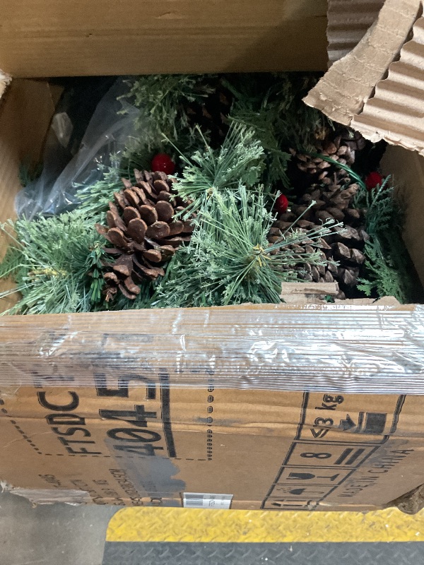 View 3 of **POSSIBLY FOR PARTS ** YITAHOME 6ft Prelit Carolina Pine Christmas Tree with Remote, Artificial Green Hinged Christmas Tree w/ 720 Mixed Tips & Pine-Needles, 36 Pinecones, 30 Red Berries, 300 Lights & 11 Modes