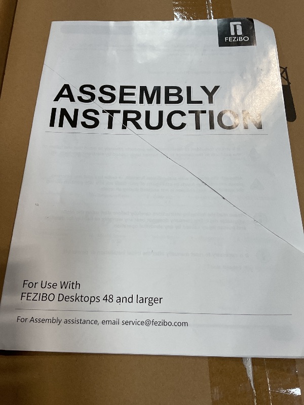 Photo 1 of *** PHOTO FOR REFERENCE ONLY ***FEZIBO Standing Desk, 48 × 24 Inches Electric Height Adjustable, Sit and Stand Up, Computer Office Desk with Splice Board, White Frame/Maple TOP