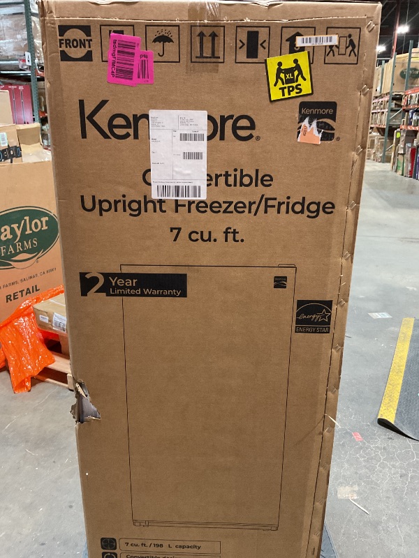 Photo 1 of *** MAJOR DAMAGE ***Kenmore Upright freezer - Convertible Refrigerator/Freezer, 5 Shelves, Garage Ready, Meat Storage,Auto Defrost, Congelador For Home, Apartment, Cottage, Basement, Dorm, 7.0 Cubic Feet Capacity White