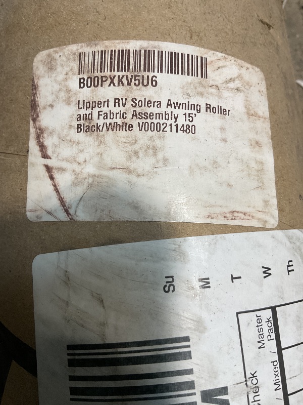 Photo 1 of ****DOESN'T COME WITH LIFT ARMS/ COVER ONLY*** Lippert RV Solera Awning Roller and Fabric Assembly 15' Black/White V000211480