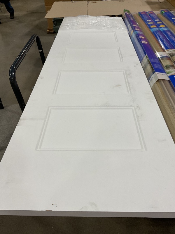 Photo 1 of *** MINOR DAMAGE***BARNSMITH 24x80 in 5-Panel White Primed Molded Door Slab, Shaker Style Paintable Hollow Core Interior Door Panel, for Swing, Pocket, Sliding Door, Durable and Lightweight, No Assembly Required
