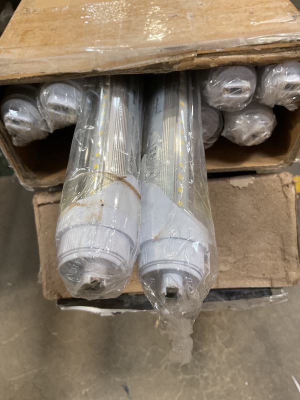 Photo 1 of **PRODUCT BENT** LED Shop Light 8FT Tube, 2 Pin LED Tube Lights, V Shaped, R17D HO Rotatable LED Bulb, 90W, Clear Cover, Cold White 6000k, Fluorescent Tube Replacement, Ballast Bypass,Dual-End Powered, 10Pack