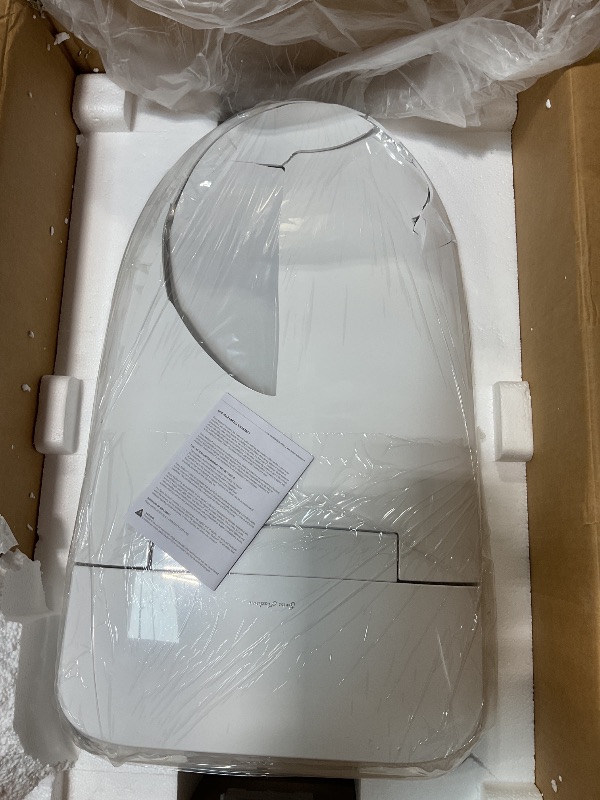 Photo 1 of *** MAJOR DAMAGE***Swiss Madison Hugo Power Flush Tankless Toilet 12" Rough-in 1.1 GPF Non-Electric ADA Toilet with Integrated Tank in Glossy White