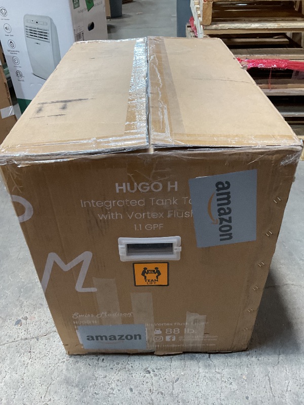 Photo 1 of *** MAJOR DAMAGE***Swiss Madison Hugo Power Flush Tankless Toilet 12" Rough-in 1.1 GPF Non-Electric ADA Toilet with Integrated Tank in Glossy White
