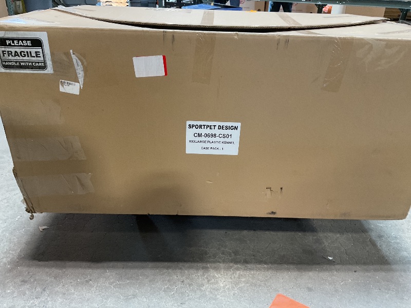 Photo 1 of ***HAS CRACKED CORNER *** SportPet Designs Plastic Kennels Rolling Plastic Airline Approved Wire Door Travel Dog Crate, XXX-Large, Gray