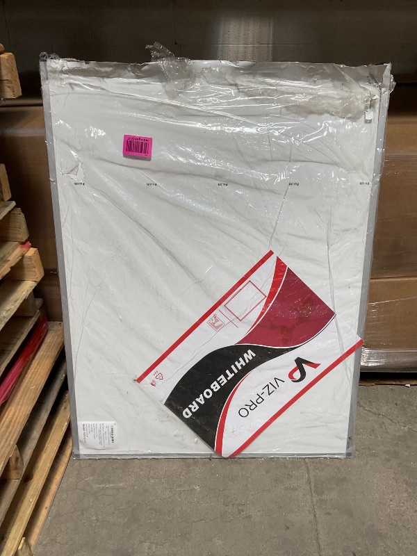 Photo 1 of *** MAJOR DAMAGE***VIZ-PRO Porcelain Magnetic Dry-erase Whiteboard, 48 X 36 Inches, Silver Aluminiuim Frame