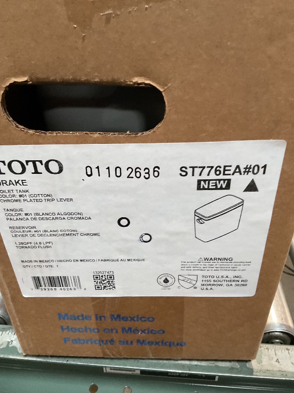 Photo 1 of *HANDLE BROKEN* TOTO Drake 1.28 GPF Toilet Tank with WASHLET+ Auto Flush Compatibility, Cotton White - ST776EA#01