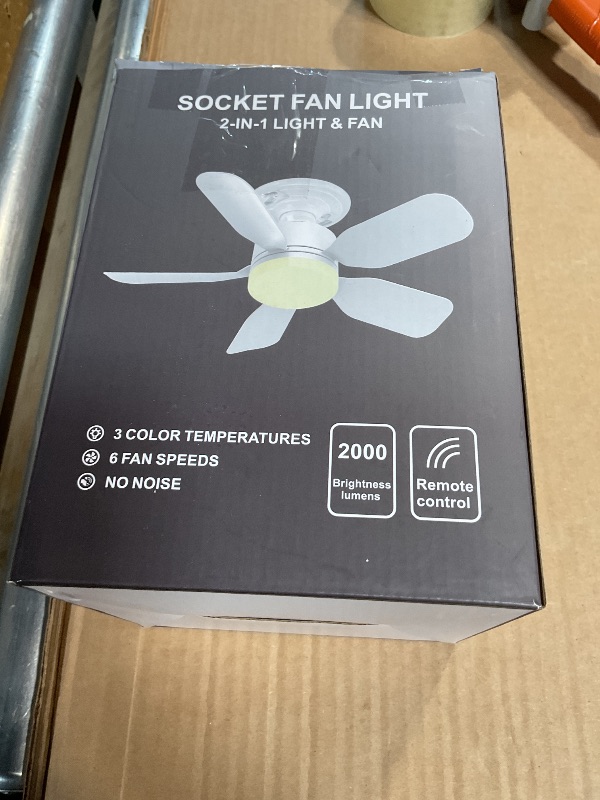 Photo 1 of 20" E26 Socket Fan Light with Remote, 30W 2000 Lumens, 3 Colors 3000-6000K Socket Breeze small ceiling fans with lights 6 Speed Wind Light Bulb Fan for Bedroom, Living Room, Kitchen, Laundry Room
