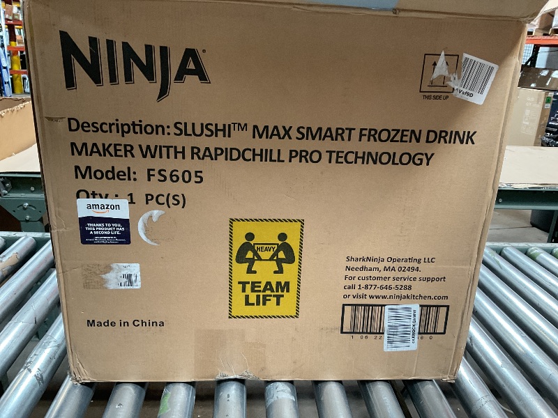 Photo 1 of ***  POSSIBLE BROKEN GLASS SHARDS  CAUTION OPENING /FOR PARTS ONLY*** Ninja SLUSHi 88-Oz Frozen Drink Machine with RapidChill Technology, 5 Presets, Dishwasher Safe, Slushy Maker, FS301 Black