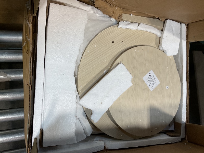 Photo 1 of **FOR PARTS ONLY/ HAS DAMAGED PIECES** VASAGLE MAEZO Collection - Side Table, 2-Tier Small Round End Table, Nightstand with Tapered Legs, Curved Transitions, for Small Spaces, Living Room, Bedroom, Natural Beige ULET283N01