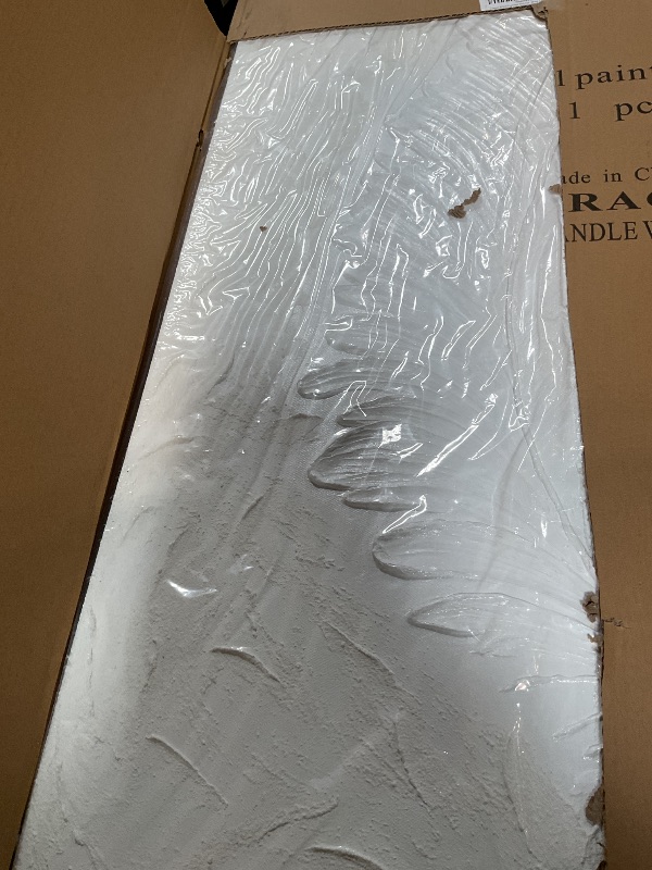 Photo 1 of **SCRATCHED**Creespi White Textured Wall Art - Hand Painted Abstract Oil Painting 24x48 inch,Contemporary Minimalist Canvas Art Painting for Home Wall Decor