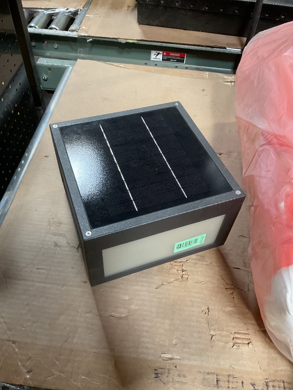 Photo 1 of **FOR PARTS ONLY/ NON-FUNCTIONAL** PAKEDANDUN Outdoor Solar Post Light Modern LED Fence Deck Cap Light Solar Pillar Column Lamp for Flat Surface Patio Garden Decoration with IP65 Waterproof E26 Bulb(10"x10")