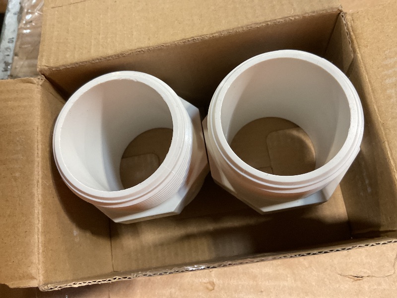 Photo 1 of 2 PCS 2 Inch PVC Fittings Hex Nipple G2 Male to Male Thread Connector Coupling Adapter