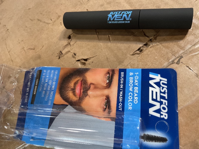 Photo 1 of * APPEARS UNUSED * Just for Men 1-Day Beard & Brow Color, Temporary Color for Beard and Eyebrows, For a Fuller, Well-Defined Look, Up to 30 Applications, Dark Brown