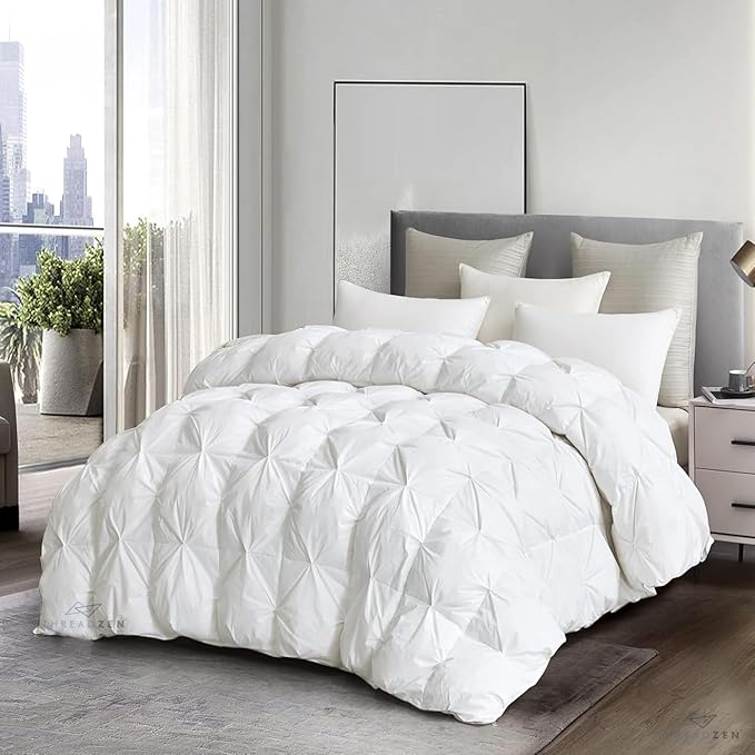 Photo 1 of **USED**Oversized King Comforter 132x120 Extra Large - 1 Piece Down Alternative Duvet Insert with 8 Corner Tabs - All Season Hotel Luxury Pinch Pleat Quilt, Super Soft, Breathable Blanket, White