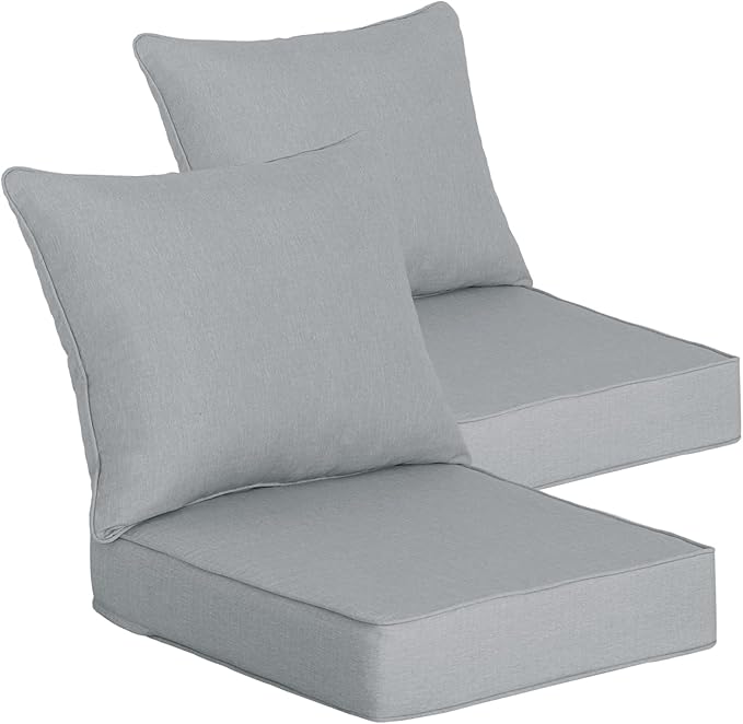 Photo 1 of ***PARIAL SET MISSING 1 CUSHION*** Goodgoods 24 x 24 Outdoor Patio Deep Seat Cushions 2-Pack, 1000+ Hours Fade-Resistant & Water-Resistant Outdoor Furniture Chair Cushions with 30D High-Resilience Foam for Sofa