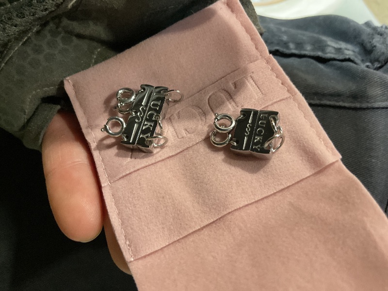 Photo 1 of * SIMILAR TO STOCK PHOTO BUT NOT SAME, SILVER PIECES ONLY, 2 PIECES BUT NO GOLD, ITEM DESCRIPTION IS APPROXIMATE * Dailyacc Lucky Necklace Layering Clasp 18K Gold and Silver Multiple Necklace Clasps for Layered Look Separator