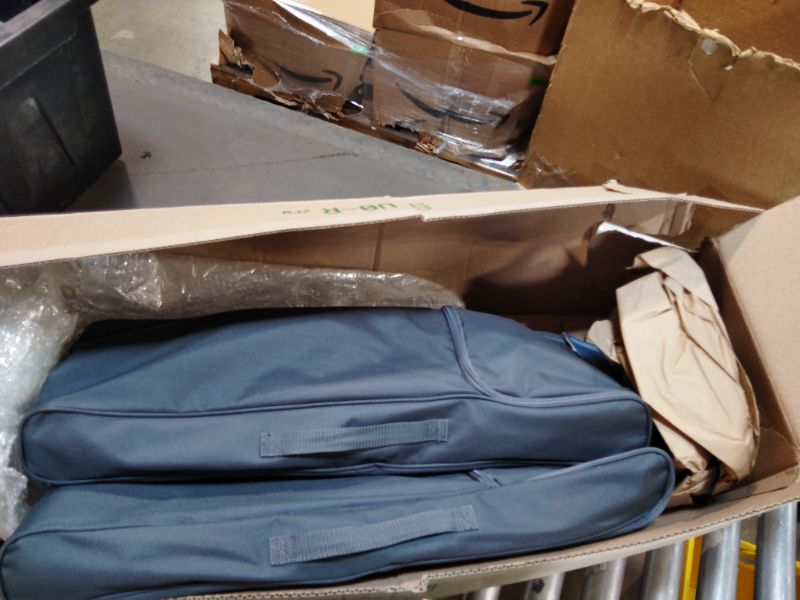 Photo 1 of ***RECOMENDED FOR PARTS / DAMAGED (CUT BY BOX CUTTER)*** EVER ADVANCED Folding Camping Cot for Adults, Compact Sleeping Cots with Side Pocket, Portable Heavy Duty Foldable Camp Bed with Carry Bag for Outdoor, Travel, Grey