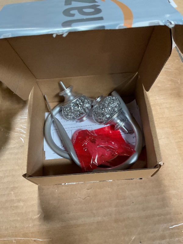 Photo 1 of 2 Pack Silver Curtain Holdbacks, USFOOK Decorative Drapery Tiebacks (2 Pack/1 Pair), Curtain Tie Back Hooks for Wall with Translucent Finials (6.1" L x 4.1" W)